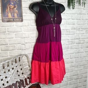 New York & Company Layered Striped Ombre Dress Size Medium Boho Hippie
